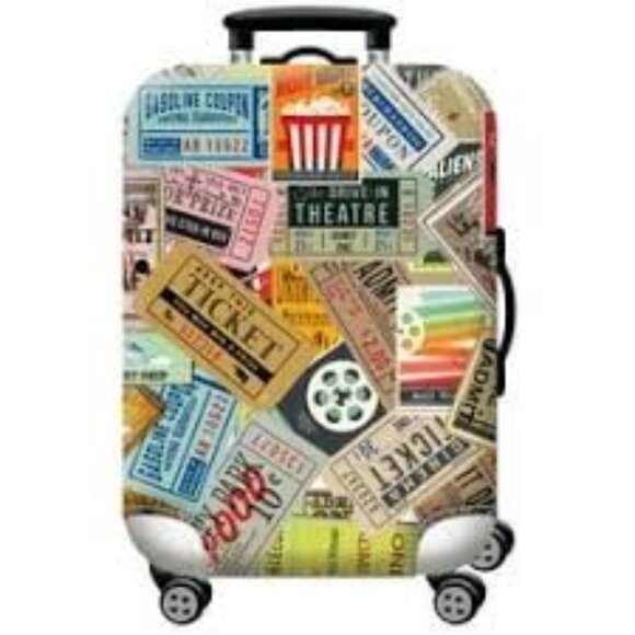 Luggage Protector/ Cover/ Waterproof Slip-On / NWT - Ticket Print - 29-32"H - Picture 1 of 6